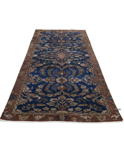 Hamadan 4' 6" X 10' 1" Hand Knotted Wool Rug 4' 6" X 10' 1" (137 X 307) / Blue / Wool