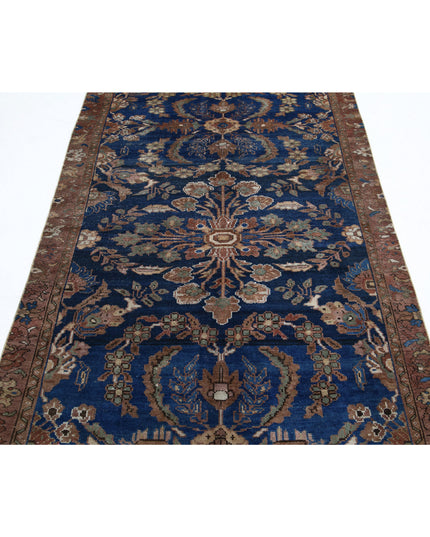 Hamadan 4' 6" X 10' 1" Hand Knotted Wool Rug 4' 6" X 10' 1" (137 X 307) / Blue / Wool