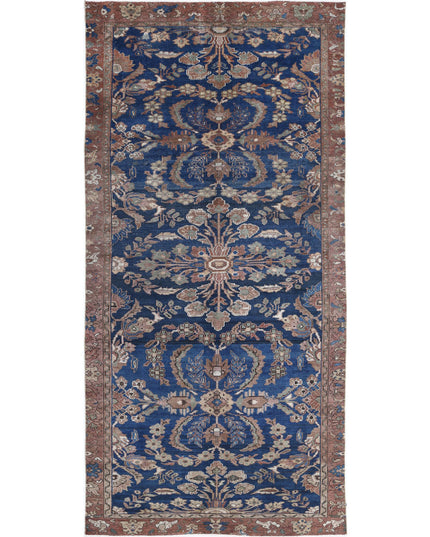 Hamadan 4' 6" X 10' 1" Hand Knotted Wool Rug 4' 6" X 10' 1" (137 X 307) / Blue / Wool
