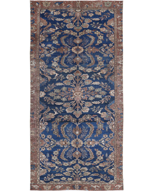 Hamadan 4' 6" X 10' 1" Hand Knotted Wool Rug 4' 6" X 10' 1" (137 X 307) / Blue / Wool
