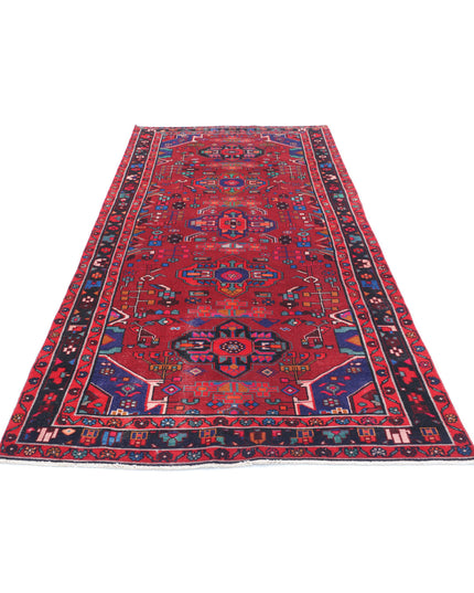 Hamadan 4' 5" X 9' 8" Hand Knotted Wool Rug 4' 5" X 9' 8" (135 X 295) / Red / Wool