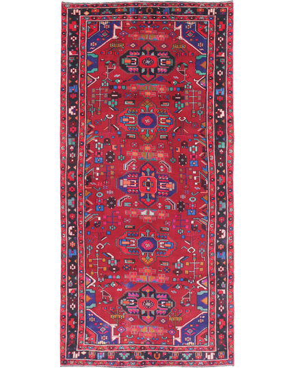 Hamadan 4' 5" X 9' 8" Hand Knotted Wool Rug 4' 5" X 9' 8" (135 X 295) / Red / Wool