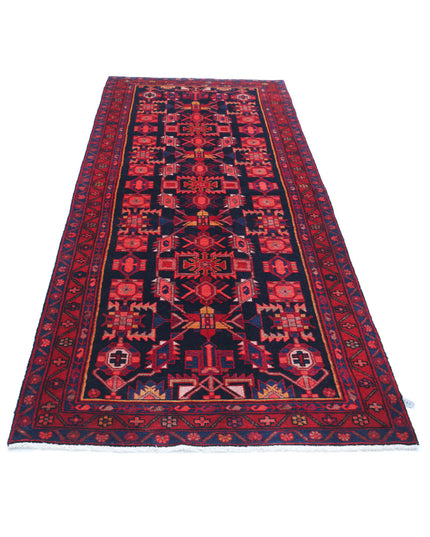 Hamadan 3' 8" X 10' 0" Hand Knotted Wool Rug 3' 8" X 10' 0" (112 X 305) / Black / Wool