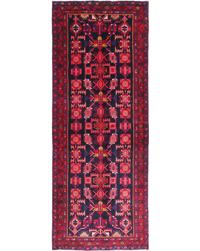 Hamadan 3' 8" X 10' 0" Hand Knotted Wool Rug 3' 8" X 10' 0" (112 X 305) / Black / Wool