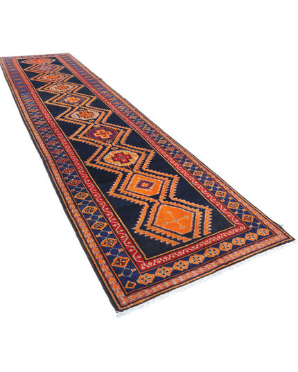 Hamadan 4' 2" X 16' 0" Hand Knotted Wool Rug 4' 2" X 16' 0" (127 X 488) / Blue / Wool