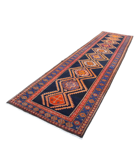 Hamadan 4' 2" X 16' 0" Hand Knotted Wool Rug 4' 2" X 16' 0" (127 X 488) / Blue / Wool