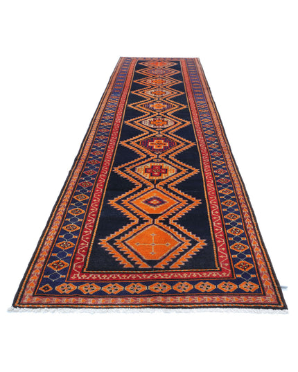 Hamadan 4' 2" X 16' 0" Hand Knotted Wool Rug 4' 2" X 16' 0" (127 X 488) / Blue / Wool