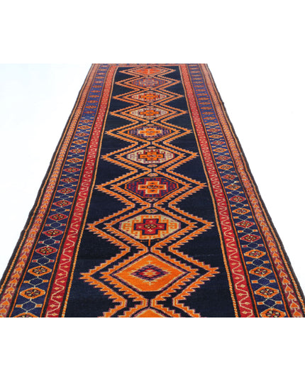 Hamadan 4' 2" X 16' 0" Hand Knotted Wool Rug 4' 2" X 16' 0" (127 X 488) / Blue / Wool