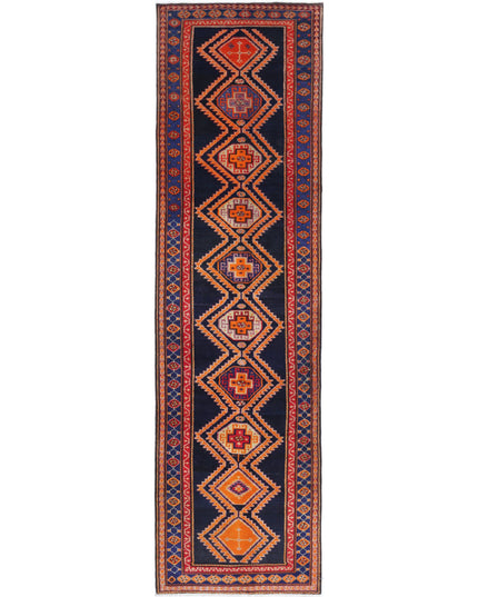 Hamadan 4' 2" X 16' 0" Hand Knotted Wool Rug 4' 2" X 16' 0" (127 X 488) / Blue / Wool