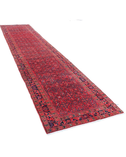Hamadan 3' 10" X 17' 0" Hand Knotted Wool Rug 3' 10" X 17' 0" (117 X 518) / Red / Wool