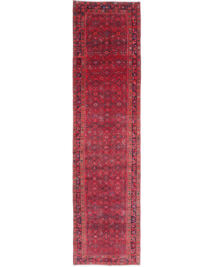 Hamadan 3' 10" X 17' 0" Hand Knotted Wool Rug 3' 10" X 17' 0" (117 X 518) / Red / Wool