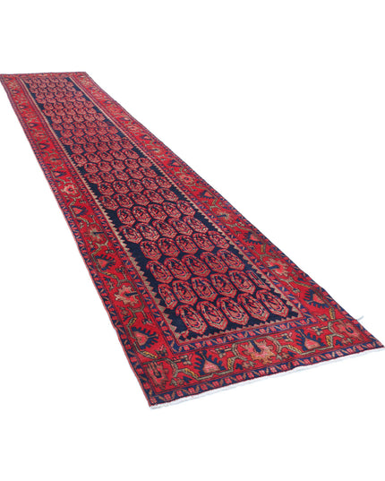 Hamadan 3' 7" X 17' 4" Hand Knotted Wool Rug 3' 7" X 17' 4" (109 X 528) / Blue / Wool