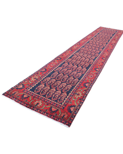 Hamadan 3' 7" X 17' 4" Hand Knotted Wool Rug 3' 7" X 17' 4" (109 X 528) / Blue / Wool