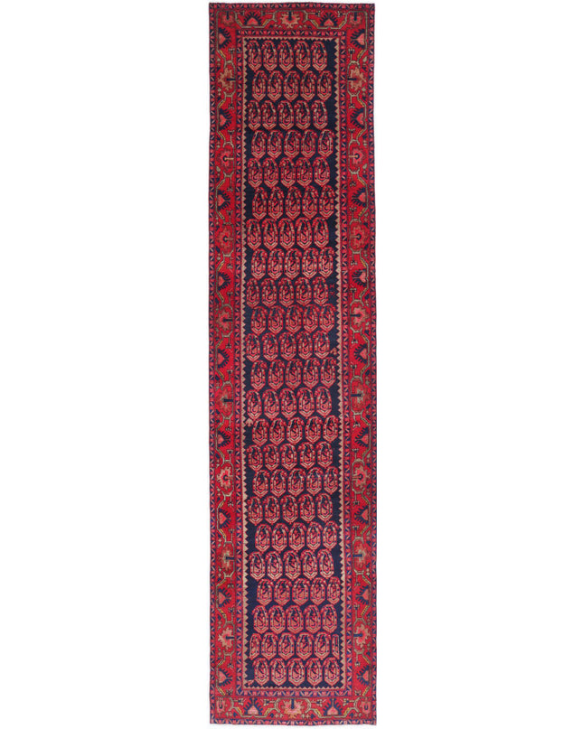 Hamadan 3' 7" X 17' 4" Hand Knotted Wool Rug 3' 7" X 17' 4" (109 X 528) / Blue / Wool