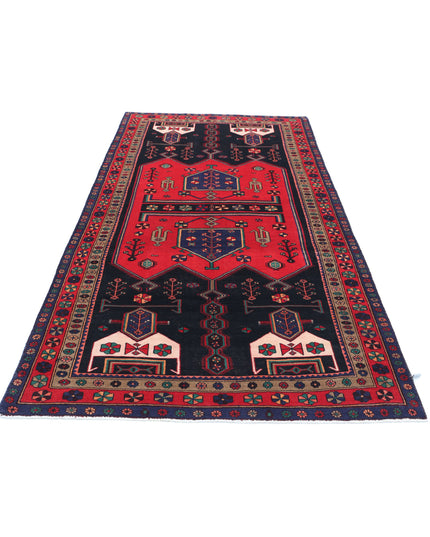 Hamadan 4' 8" X 9' 7" Hand Knotted Wool Rug 4' 8" X 9' 7" (142 X 292) / Black / Wool