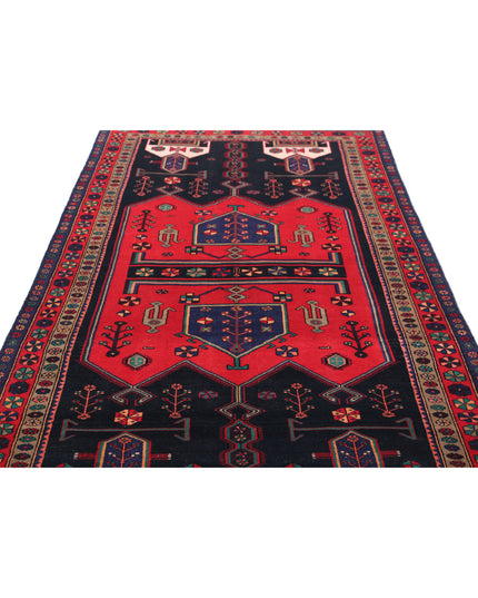 Hamadan 4' 8" X 9' 7" Hand Knotted Wool Rug 4' 8" X 9' 7" (142 X 292) / Black / Wool