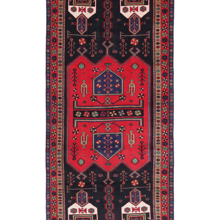 Hamadan 4' 8" X 9' 7" Hand Knotted Wool Rug 4' 8" X 9' 7" (142 X 292) / Black / Wool