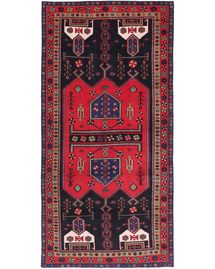 Hamadan 4' 8" X 9' 7" Hand Knotted Wool Rug 4' 8" X 9' 7" (142 X 292) / Black / Wool