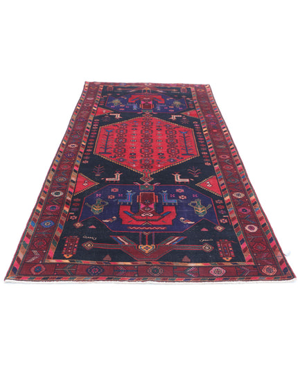 Hamadan 4' 6" X 9' 8" Hand Knotted Wool Rug 4' 6" X 9' 8" (137 X 295) / Black / Wool