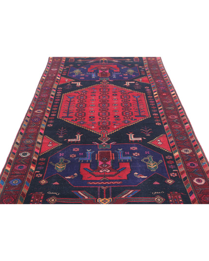 Hamadan 4' 6" X 9' 8" Hand Knotted Wool Rug 4' 6" X 9' 8" (137 X 295) / Black / Wool