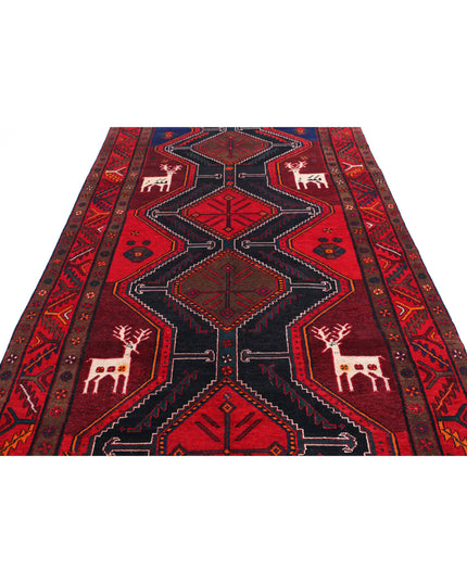 Hamadan 5' 3" X 10' 4" Hand Knotted Wool Rug 5' 3" X 10' 4" (160 X 315) / Black / Wool