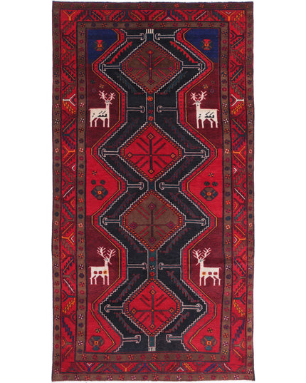 Hamadan 5' 3" X 10' 4" Hand Knotted Wool Rug 5' 3" X 10' 4" (160 X 315) / Black / Wool