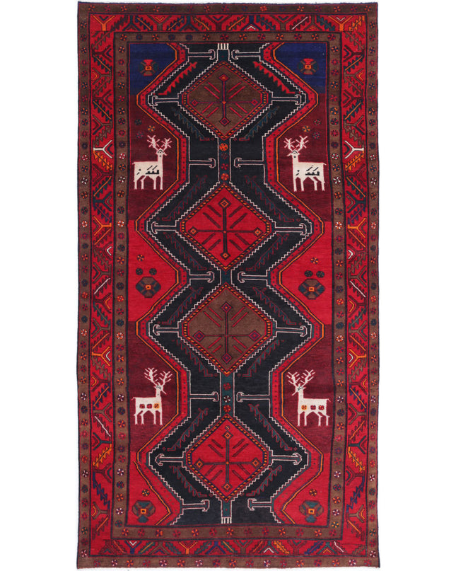 Hamadan 5' 3" X 10' 4" Hand Knotted Wool Rug 5' 3" X 10' 4" (160 X 315) / Black / Wool