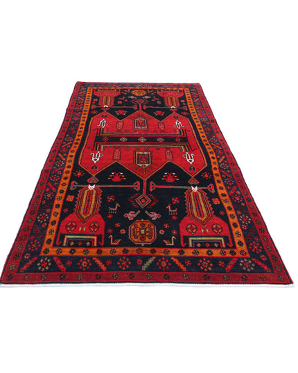 Hamadan 4' 9" X 9' 7" Hand Knotted Wool Rug 4' 9" X 9' 7" (145 X 292) / Red / Wool