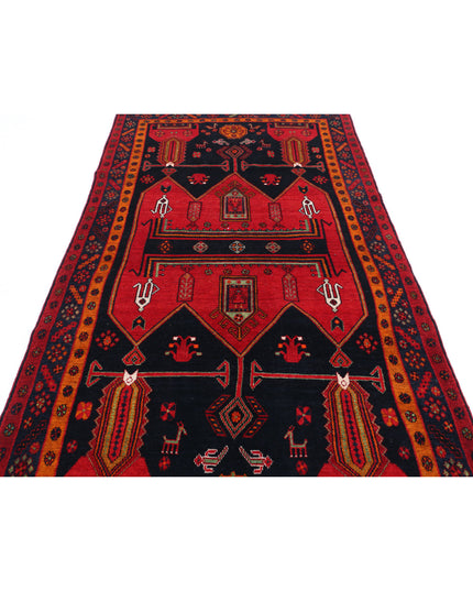 Hamadan 4' 9" X 9' 7" Hand Knotted Wool Rug 4' 9" X 9' 7" (145 X 292) / Red / Wool
