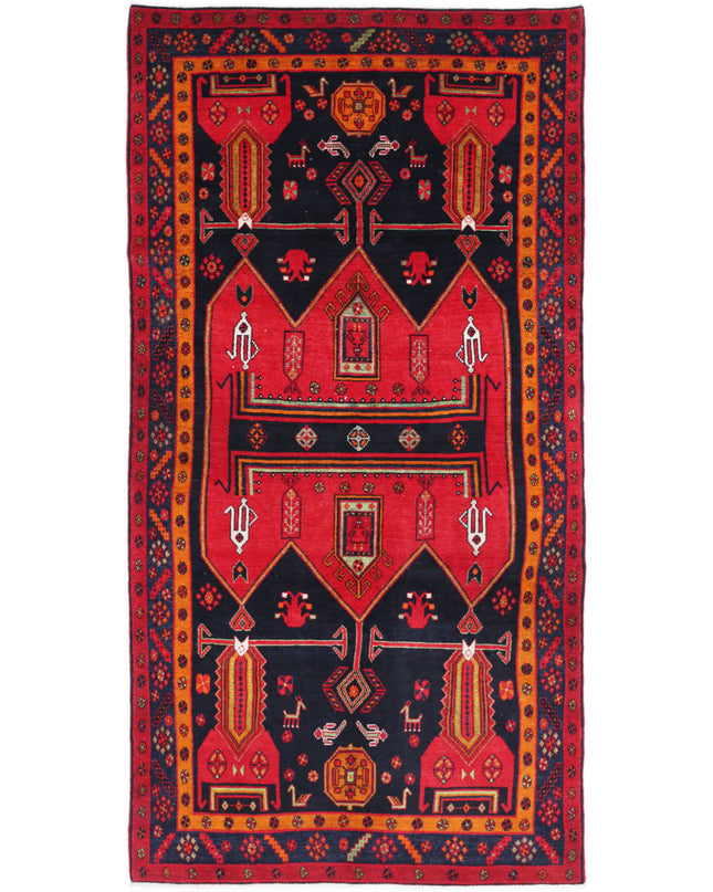 Hamadan 4' 9" X 9' 7" Hand Knotted Wool Rug 4' 9" X 9' 7" (145 X 292) / Red / Wool