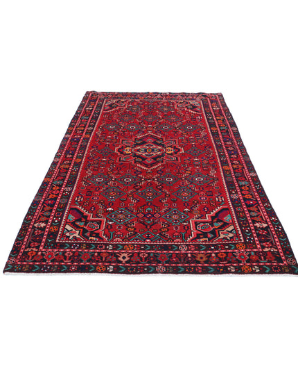 Hamadan 5' 4" X 7' 11" Hand Knotted Wool Rug 5' 4" X 7' 11" (162 X 241) / Red / Wool