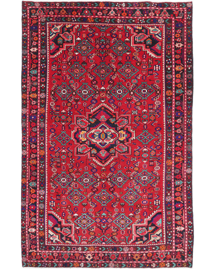 Hamadan 5' 4" X 7' 11" Hand Knotted Wool Rug 5' 4" X 7' 11" (162 X 241) / Red / Wool