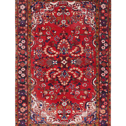 Hamadan 4' 9" X 7' 8" Hand Knotted Wool Rug 4' 9" X 7' 8" (145 X 234) / Red / Wool