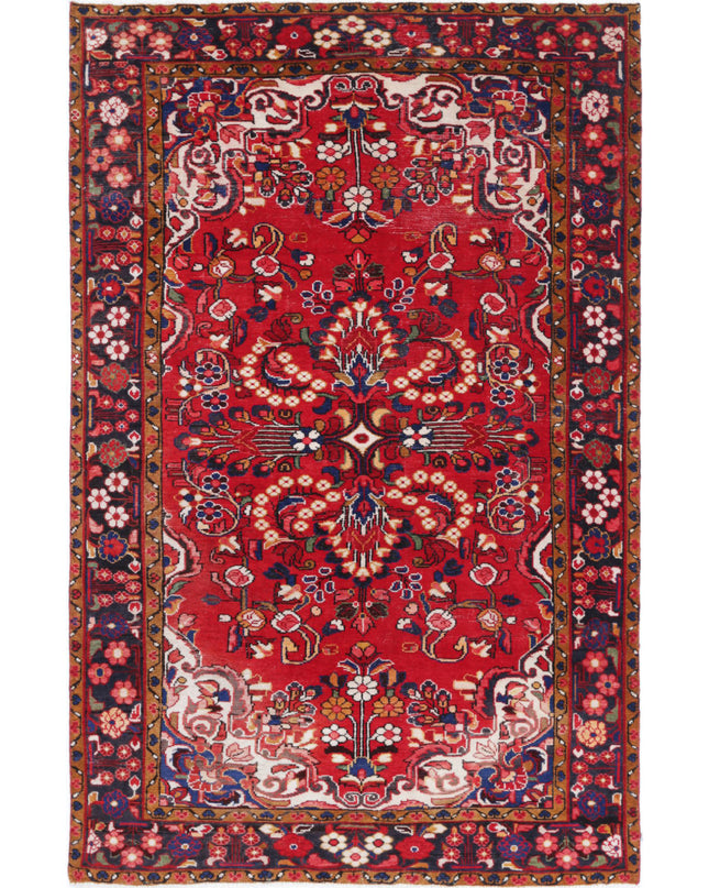 Hamadan 4' 9" X 7' 8" Hand Knotted Wool Rug 4' 9" X 7' 8" (145 X 234) / Red / Wool