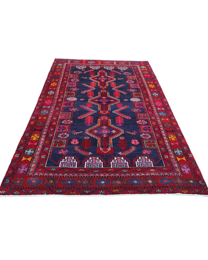 Hamadan 4' 10" X 8' 10" Hand Knotted Wool Rug 4' 10" X 8' 10" (147 X 269) / Blue / Wool