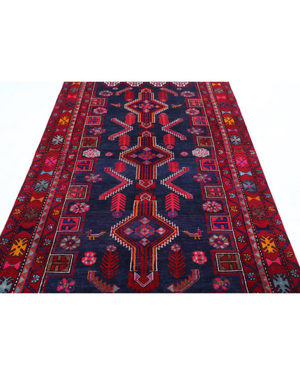 Hamadan 4' 10" X 8' 10" Hand Knotted Wool Rug 4' 10" X 8' 10" (147 X 269) / Blue / Wool