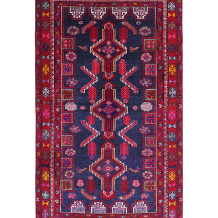 Hamadan 4' 10" X 8' 10" Hand Knotted Wool Rug 4' 10" X 8' 10" (147 X 269) / Blue / Wool