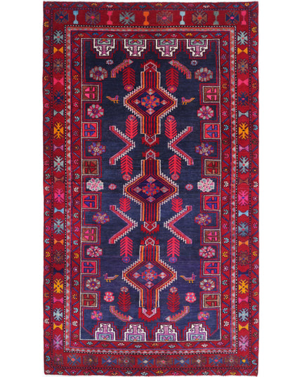 Hamadan 4' 10" X 8' 10" Hand Knotted Wool Rug 4' 10" X 8' 10" (147 X 269) / Blue / Wool