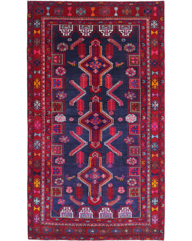 Hamadan 4' 10" X 8' 10" Hand Knotted Wool Rug 4' 10" X 8' 10" (147 X 269) / Blue / Wool