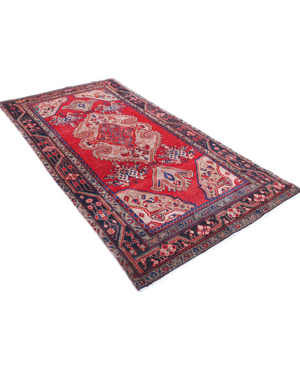 Hamadan 4' 7" X 8' 9" Hand Knotted Wool Rug 4' 7" X 8' 9" (140 X 267) / Red / Wool