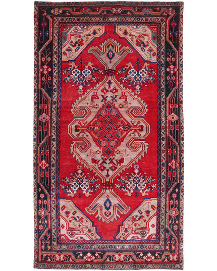 Hamadan 4' 7" X 8' 9" Hand Knotted Wool Rug 4' 7" X 8' 9" (140 X 267) / Red / Wool