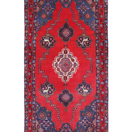Hamadan 4' 10" X 9' 0" Hand Knotted Wool Rug 4' 10" X 9' 0" (147 X 274) / Red / Wool