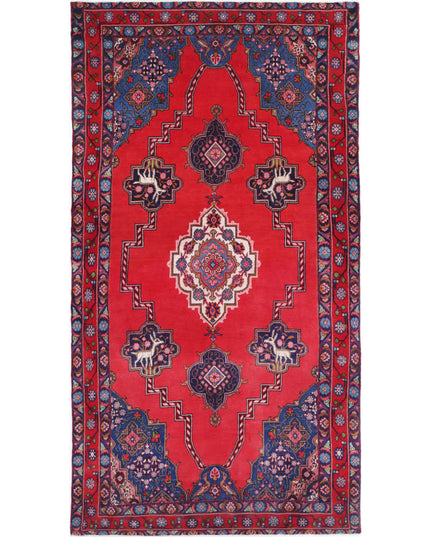 Hamadan 4' 10" X 9' 0" Hand Knotted Wool Rug 4' 10" X 9' 0" (147 X 274) / Red / Wool