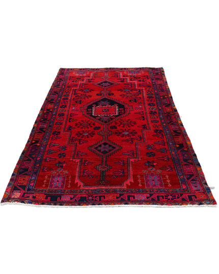 Hamadan 4' 10" X 8' 9" Hand Knotted Wool Rug 4' 10" X 8' 9" (147 X 267) / Red / Wool