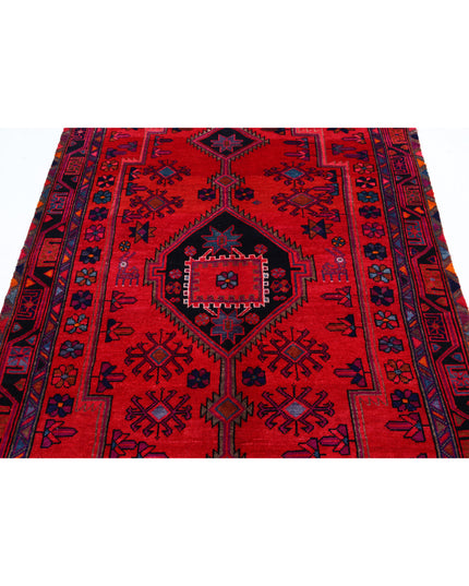 Hamadan 4' 10" X 8' 9" Hand Knotted Wool Rug 4' 10" X 8' 9" (147 X 267) / Red / Wool