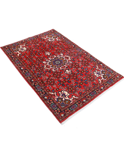 Hamadan 3' 3" X 5' 0" Hand Knotted Wool Rug 3' 3" X 5' 0" (99 X 152) / Red / Wool