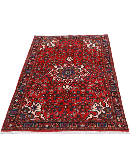 Hamadan 3' 3" X 5' 0" Hand Knotted Wool Rug 3' 3" X 5' 0" (99 X 152) / Red / Wool
