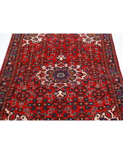 Hamadan 3' 3" X 5' 0" Hand Knotted Wool Rug 3' 3" X 5' 0" (99 X 152) / Red / Wool