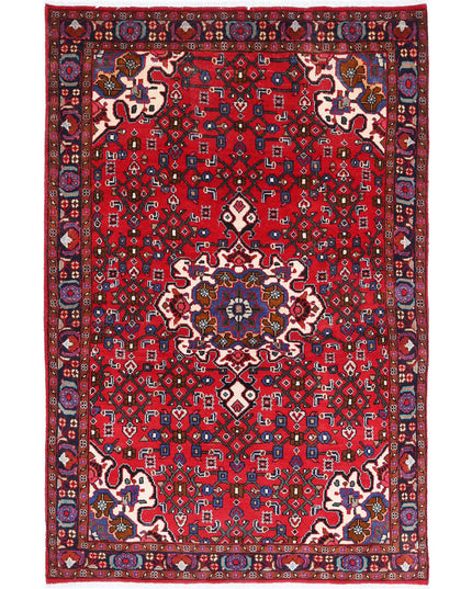 Hamadan 3' 3" X 5' 0" Hand Knotted Wool Rug 3' 3" X 5' 0" (99 X 152) / Red / Wool