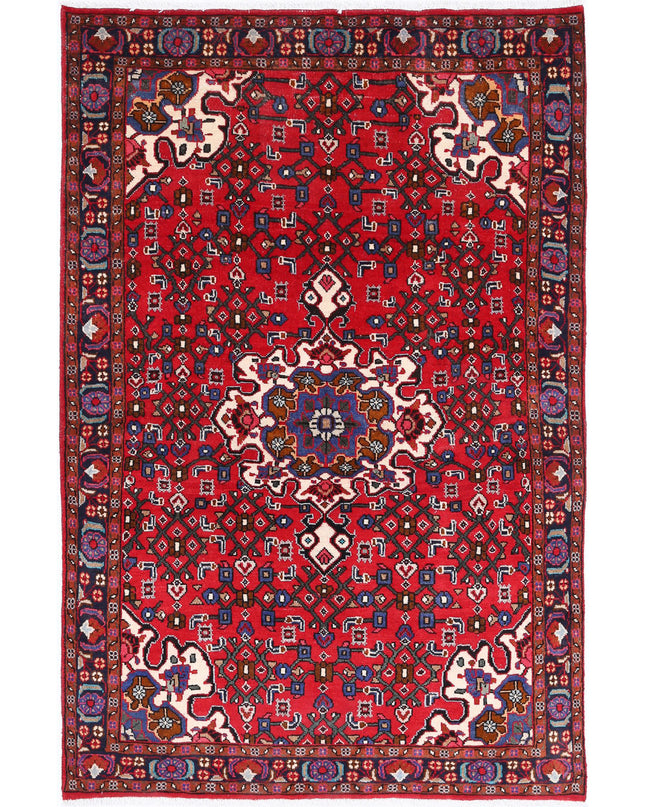 Hamadan 3' 3" X 5' 0" Hand Knotted Wool Rug 3' 3" X 5' 0" (99 X 152) / Red / Wool